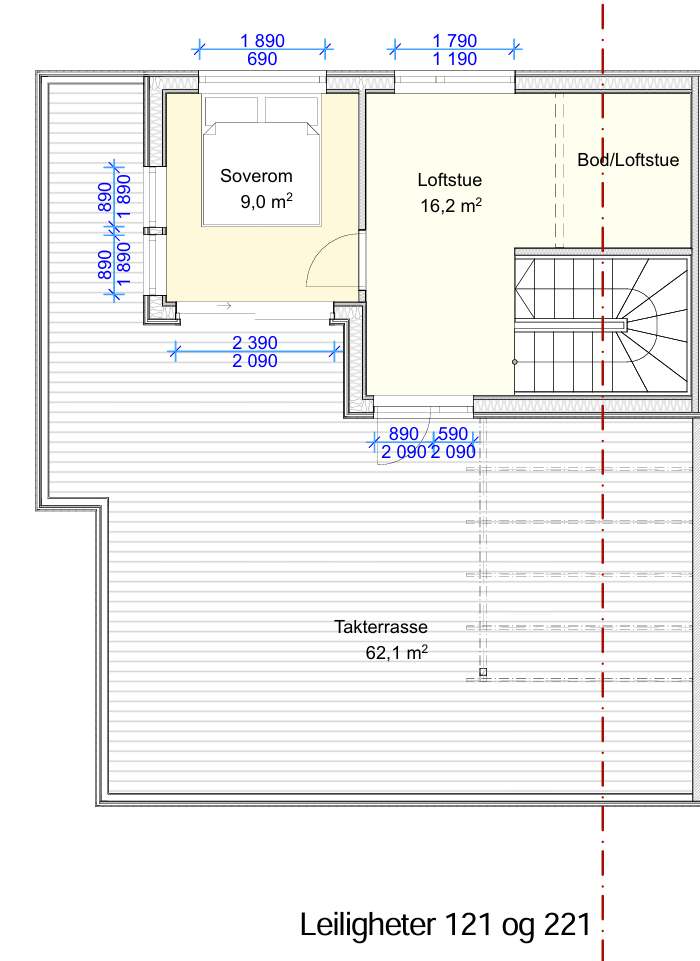Taktegning leilighet 221